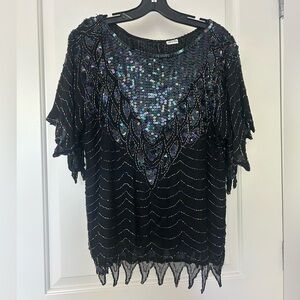 Vintage silk beaded blouse